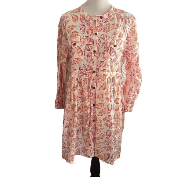 Roberta Roller Rabbit •L• YANA Tunic Shirt Dress Button Up Cotton Drawstring NWT - Picture 5 of 12